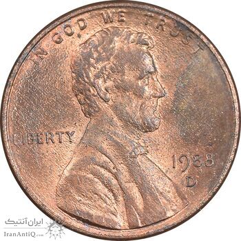 سکه 1 سنت 1988D لینکلن - MS61 - آمریکا
