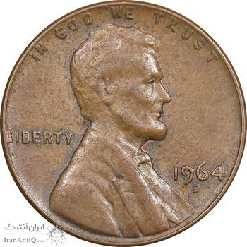 سکه 1 سنت 1964D لینکلن - EF45 - آمریکا