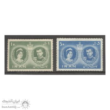 تمبر عروسی محمدرضا شاه و فرح دیبا 1339 - محمدرضا شاه