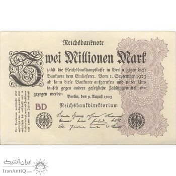 اسکناس 2000000 مارک 1923 جمهوری وایمار - تک - UNC61 - آلمان