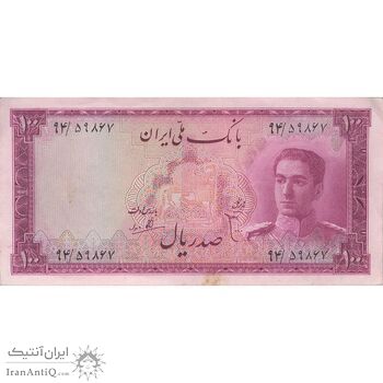 اسکناس 100 ریال سری سوم - تک - EF40 - محمد رضا شاه