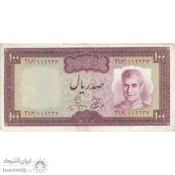 اسکناس 100 ریال (آموزگار - جهانشاهی) - تک - VF35 - محمد رضا شاه