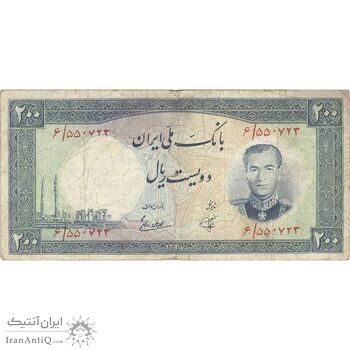 اسکناس 200 ریال 1337 - تک - VF20 - محمد رضا شاه
