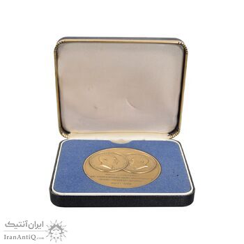 مدال برنز شاه و نیکسون - با جعبه فابریک - MS61 - محمد رضا شاه