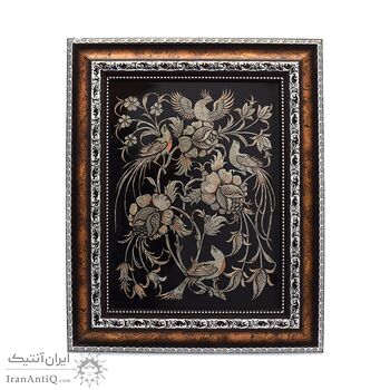 تابلو قلمزنی طرح گل و مرغ 53×43 سانتی