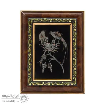 تابلو قلمزنی طرح گل و مرغ 14×18 سانتی