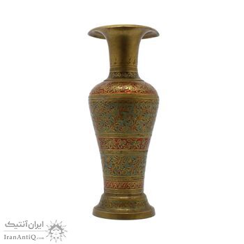 گلدان برنجی میناکاری آنتیک 25 سانتی
