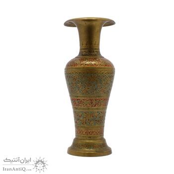 گلدان برنجی میناکاری آنتیک 25 سانتی