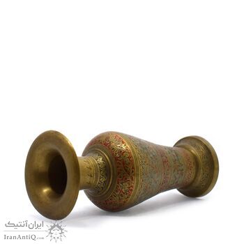 گلدان برنجی میناکاری آنتیک 25 سانتی