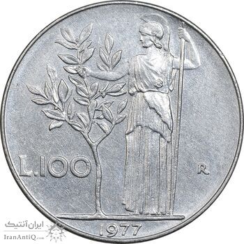 سکه 100 لیره 1977 جمهوری - EF45 - ایتالیا