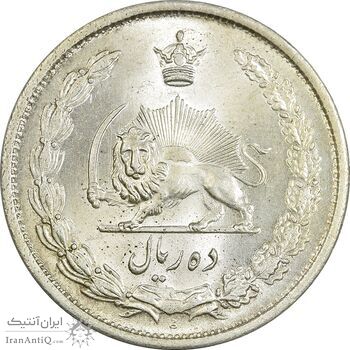 سکه 10 ریال 1323 - MS64 - محمد رضا شاه