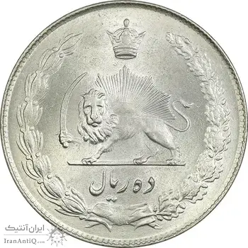 سکه 10 ریال 1343 - ضخیم - MS64 - محمد رضا شاه