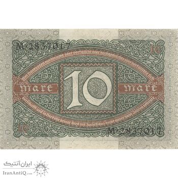 اسکناس 10 مارک 1920 جمهوری وایمار - تک - AU - آلمان