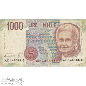اسکناس 1000 لیر 1990 (مونته‌سوری) جمهوری - تک - VF - ایتالیا
