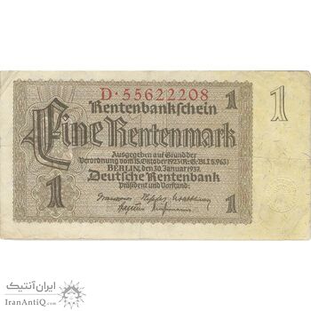 اسکناس 1 رنتن مارک 1937 رایش سوم - تک - VF - آلمان