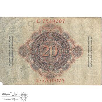 اسکناس 20 مارک 1914 ویلیام دوم - تک - VF - آلمان