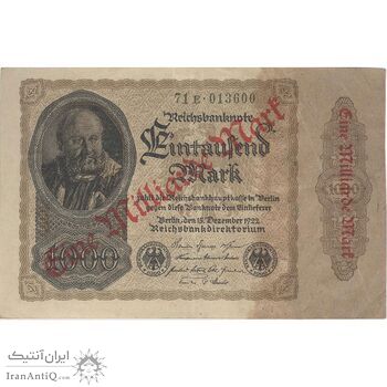 اسکناس 1000 مارک 1922 جمهوری وایمار - تک - VF - آلمان