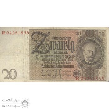 اسکناس 20 مارک 1929 جمهوری وایمار - تک - VF - آلمان