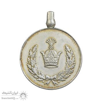 مدال نقره خدمت (دو رو تاج) - EF - رضا شاه