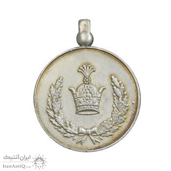 مدال نقره خدمت (دو رو تاج) - EF - رضا شاه