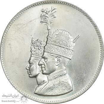 مدال نقره یادبود تاجگذاری 1346 - MS64 - محمد رضا شاه