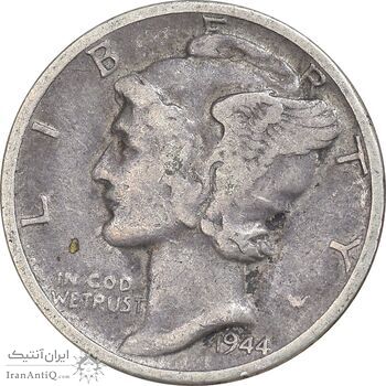 سکه 1 دایم 1944 مرکوری - VF35 - آمریکا