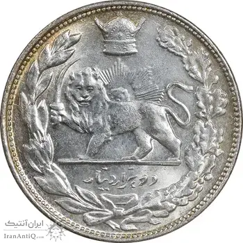 سکه 2000 دینار 1307 - MS65 - رضا شاه
