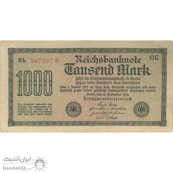 اسکناس 1000 مارک 1922 جمهوری وایمار - تک - VF - آلمان
