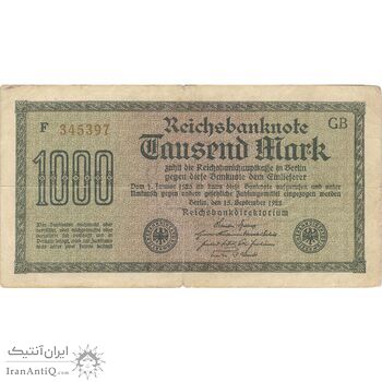 اسکناس 1000 مارک 1922 جمهوری وایمار - تک - VF - آلمان