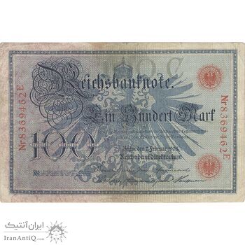 اسکناس 100 مارک 1908 ویلیام دوم - مهر قرمز - تک - VF - آلمان