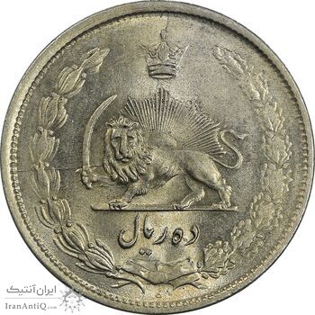 سکه 10 ریال 1323 - MS62 - محمد رضا شاه