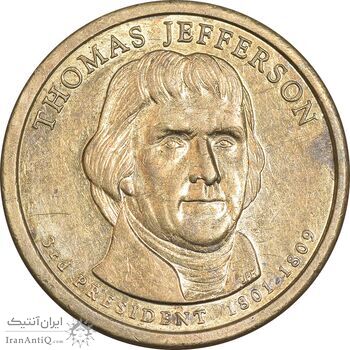 سکه یک دلار 2007D ریاست جمهوری توماس جفرسون - AU58 - آمریکا