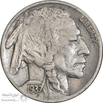 سکه 5 سنت 1937 بوفالو - EF45 - آمریکا