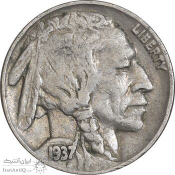 سکه 5 سنت 1937 بوفالو - EF45 - آمریکا