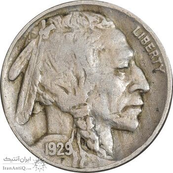 سکه 5 سنت 1929 بوفالو - EF40 - آمریکا