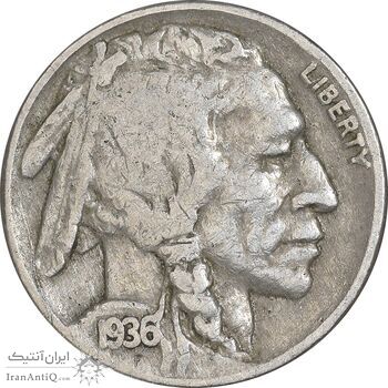 سکه 5 سنت 1936 بوفالو - EF40 - آمریکا