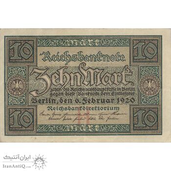 اسکناس 10 مارک 1920 جمهوری وایمار - تک - EF - آلمان