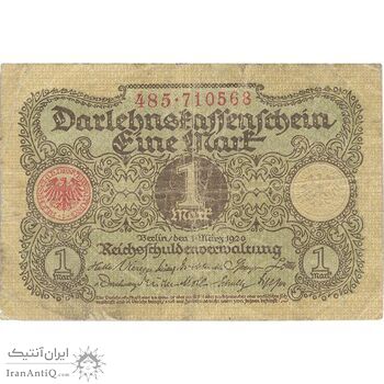 اسکناس 1 مارک 1920 جمهوری وایمار - تک - F - آلمان