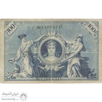 اسکناس 100 مارک 1908 ویلیام دوم - مهر قرمز - تک - F - آلمان