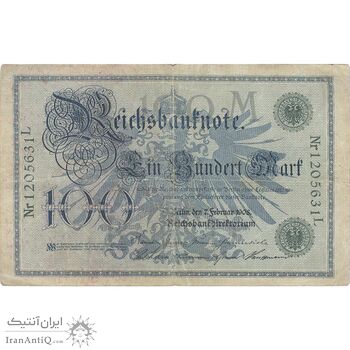 اسکناس 100 مارک 1908 ویلیام دوم - مهر قرمز - تک - F - آلمان