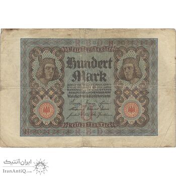 اسکناس 100 مارک 1920 جمهوری وایمار - تک - F - آلمان