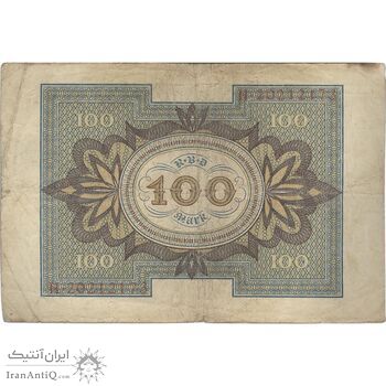 اسکناس 100 مارک 1920 جمهوری وایمار - تک - F - آلمان