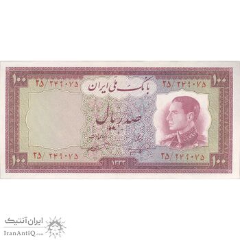 اسکناس 100 ریال 1333 - تک - UNC62 - محمد رضا شاه