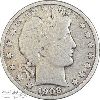 سکه نیم دلار 1908 باربر - VF30 - آمریکا