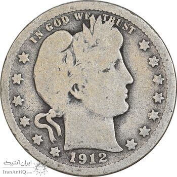 سکه کوارتر دلار 1912 باربر - VF30 - آمریکا