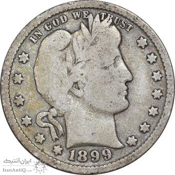 سکه کوارتر دلار 1899 باربر - VF30 - آمریکا