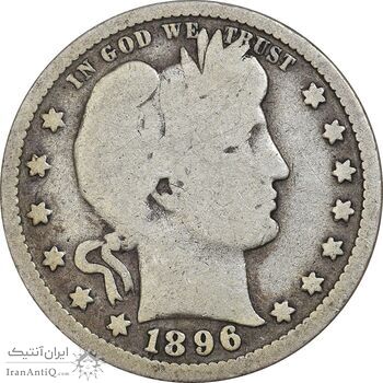 سکه کوارتر دلار 1896 باربر - VF25 - آمریکا