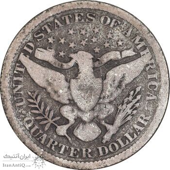 سکه کوارتر دلار 1896 باربر - VF25 - آمریکا