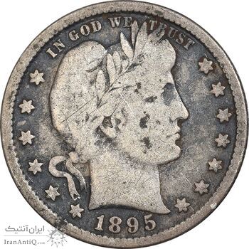 سکه کوارتر دلار 1895 باربر - VF30 - آمریکا
