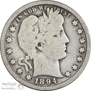 سکه کوارتر دلار 1894 باربر - VF35 - آمریکا